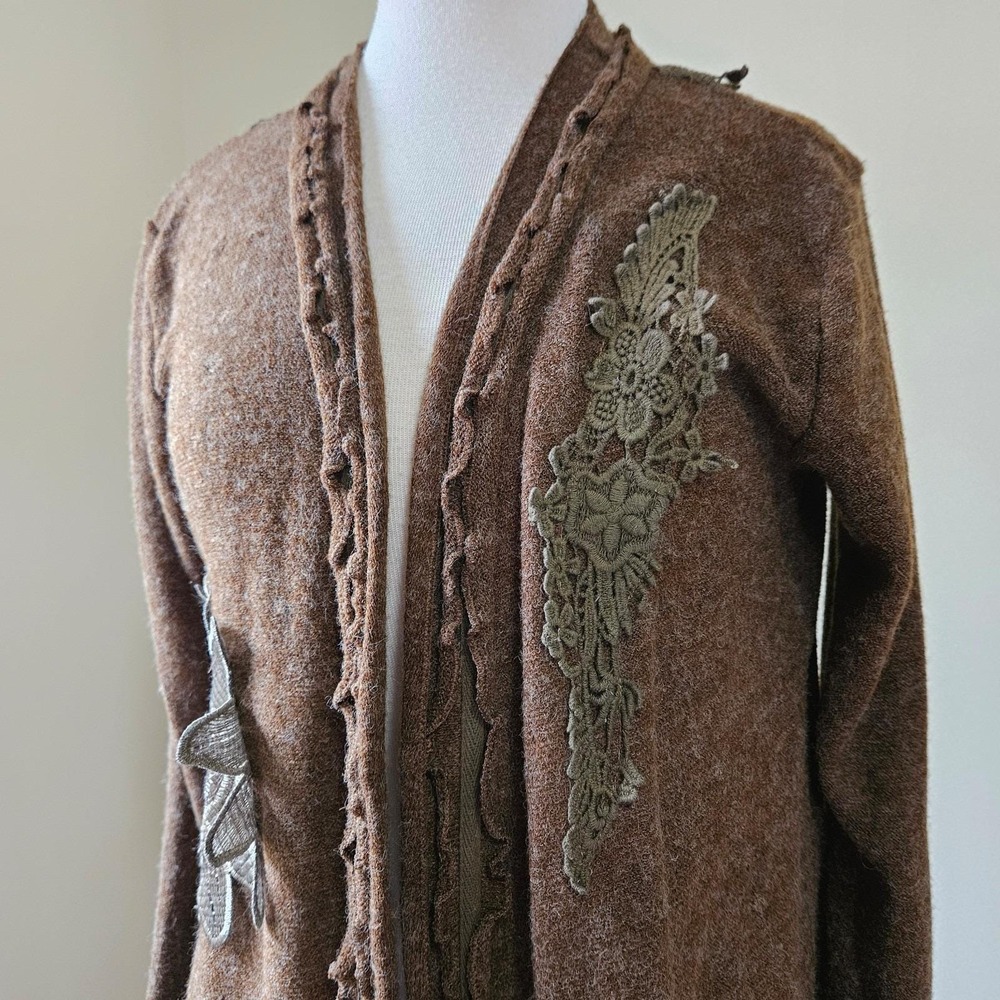 Pretty Angel Knit Cardigan Duster Brown‎ Crochet S Small Vintage Y2K Whimsygoth